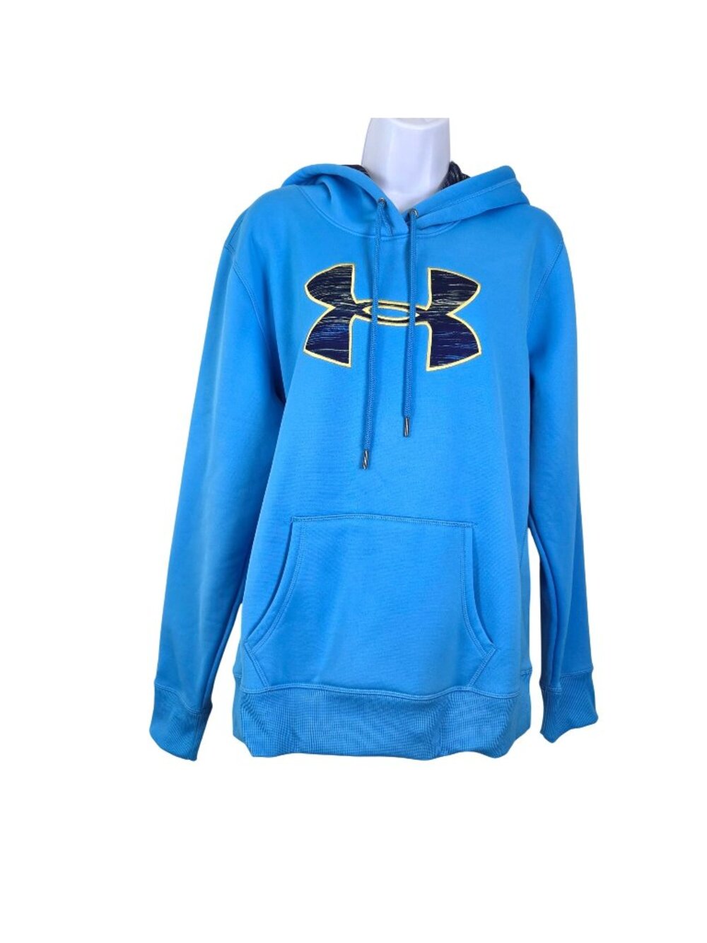 Womens Large Under Armour Blue Storm ColdGear Hoodie Loose Fit Fleece Lined